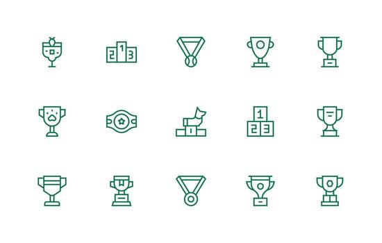 Second Place Icon Set with 15 Regular Line Graphics Icon Pack for Various Themes vector