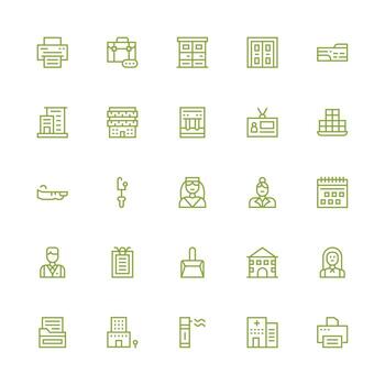 25 Icons for Office in Medium Stroke Outline Format Clean Set for Layout Prototypes vector