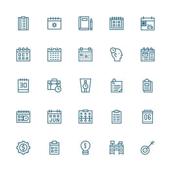 Planning Icon Set with 25 Medium Stroke Outline Graphics Multi-Style Icon Collection vector