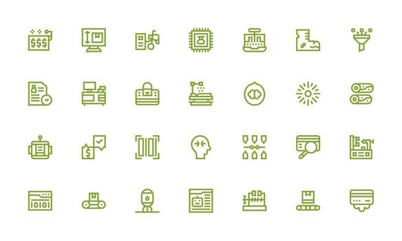 negrita línea íconos desde Procesando conjunto con 28 vectores interfaz icono colección