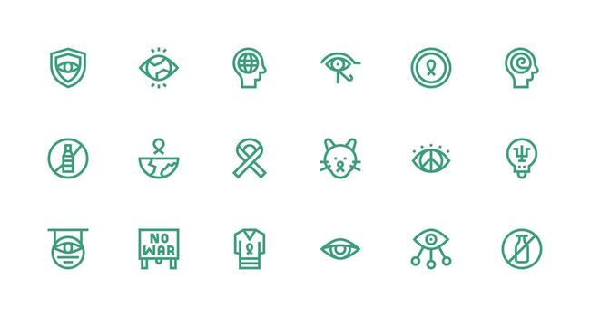 18 Icons for Awareness in Strong Stroke Line Format Flexible Icon System for Web Interfaces vector