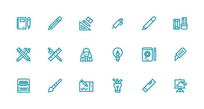 Sketching featuring 18 Icons in Strong Stroke Line Design Web and App Icon Pack Collection vector