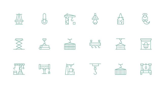 Hoist Set with 18 Minimal Line Icons Dashboard Icon Series vector