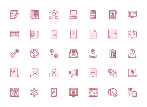 35 Regular Clean Line Icons for Information Graphics Neutral Style Icons for Any Project vector
