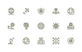 global icono colección con 15 regular línea diseños digital producto íconos para rápido entrega vector