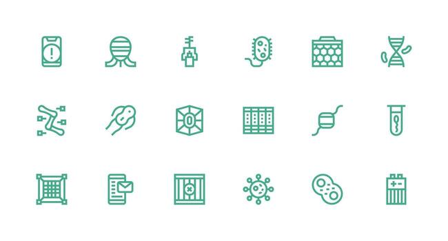 Strong Stroke Line Style Cell Icons with 18 Vectors Multi-Style Icon Collection