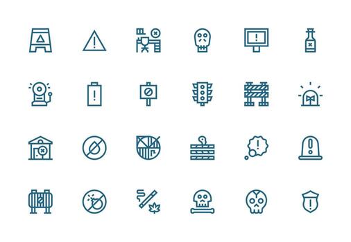 grueso línea línea íconos desde precaución conjunto con 24 vectores icono conjunto para web
