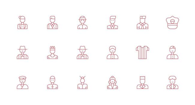 18 Minimal Line Style Icons from Authority Figure Collection Sharp Icons for Presentations vector