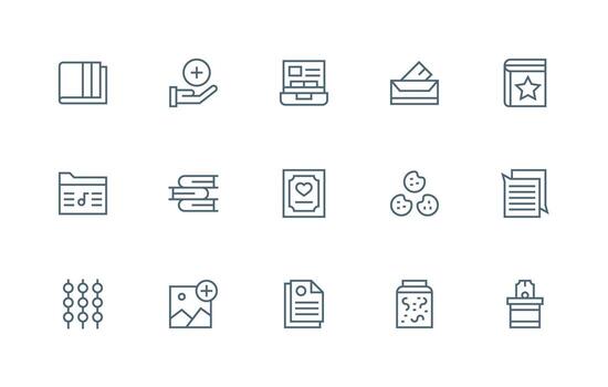 Regular Line Icons from Collection Set with 15 Vectors Lightweight Icon Series