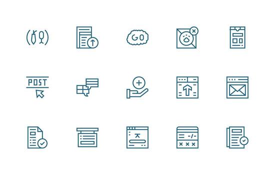 15 Regular Line Icons for Submit Graphics Flat Icon Set vector