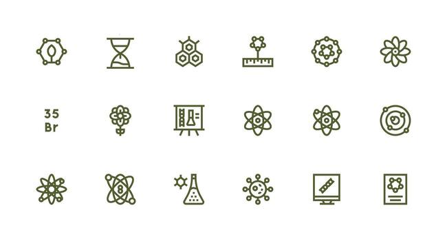 Molecule Visual Pack containing 18 Strong Stroke Line Icons Scalable Icons for Cross-Platform Interfaces vector