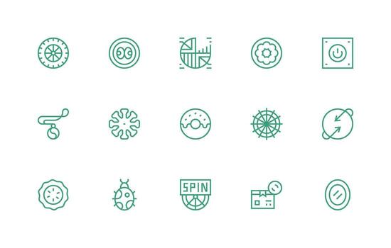 circular icono conjunto con 15 regular línea gráficos tablero icono serie vector