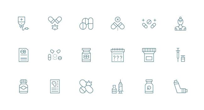 Minimal Line Icons from Medication Set with 18 Vectors Lightweight Icon Series