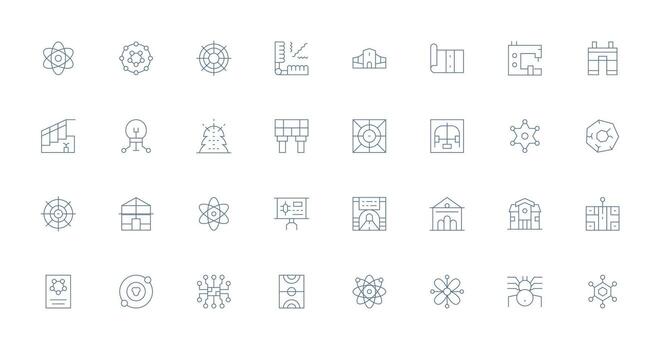 Schematic Visual Pack containing 32 Thin Line Icons Sharp Icons for Presentations vector
