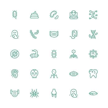 25 Medium Stroke Outline Icons for Infection Graphics Balanced Icon Set for Functional Design vector