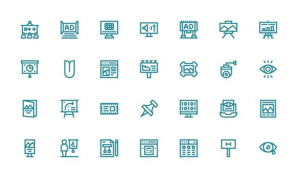 Visual Icon Collection with 28 Bold Line Designs Clean Set for Layout Prototypes vector