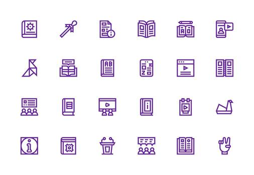 24 Thick Line Line Style Icons from Tutorial Collection Icons Built for Visual Consistency Pack vector