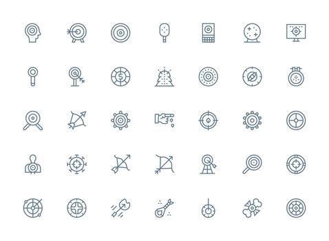 Aim Visual Pack containing 35 Regular Clean Line Icons Dashboard Icon Series vector
