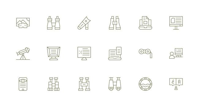 18 Minimal Line Style Icons from Viewing Collection Clean Icon Set Icon Pack for UI Projects vector