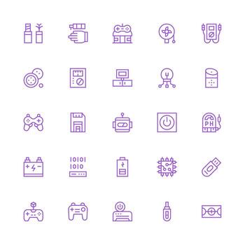 Medium Stroke Outline Style Electronics Icons with 25 Vectors Web and App Icon Pack Collection