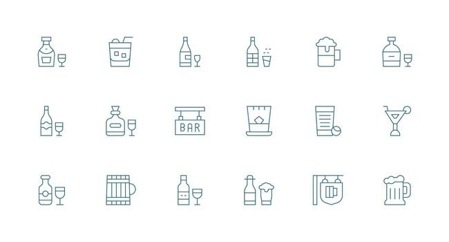 Pub Design Icons featuring 18 in Minimal Line Style Icon Set for Web vector