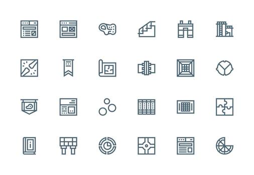 Section Icon Set with 24 Thick Line Line Graphics Fully Editable Icon Set for Web vector