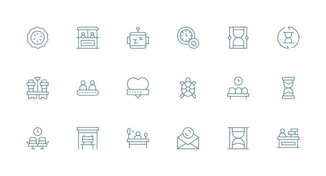 Waiting Icon Collection with 18 Minimal Line Designs Layout Icon Collection vector