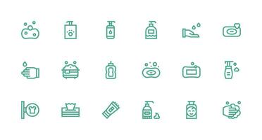 jabón diseño íconos presentando 18 en fuerte carrera línea estilo digital producto íconos para rápido entrega vector