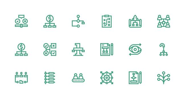 18 Strong Stroke Line Style Icons from Flowchart Collection Scalable Icon Pack vector
