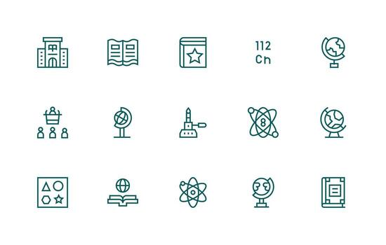 15 Regular Line Vectors for Educational Theme Simplified Icon Pack for Visual Tools