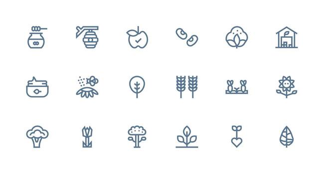 18 íconos para orgánico en fuerte carrera línea formato equilibrado icono conjunto para funcional diseño vector