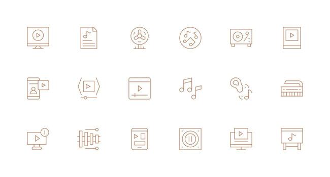 reproducción diseño íconos presentando 18 en mínimo línea estilo limpiar conjunto para diseño prototipos vector