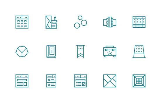 sección diseño íconos presentando 15 en regular línea estilo lleno icono biblioteca para ui diseñadores vector