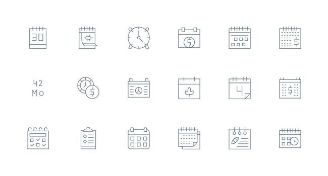 Monthly Design Icons featuring 18 in Minimal Line Style All Device Compatible Icon Set vector