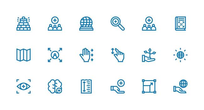 18 Strong Stroke Line Icons for Expand Graphics Multi-Style Icon Collection vector