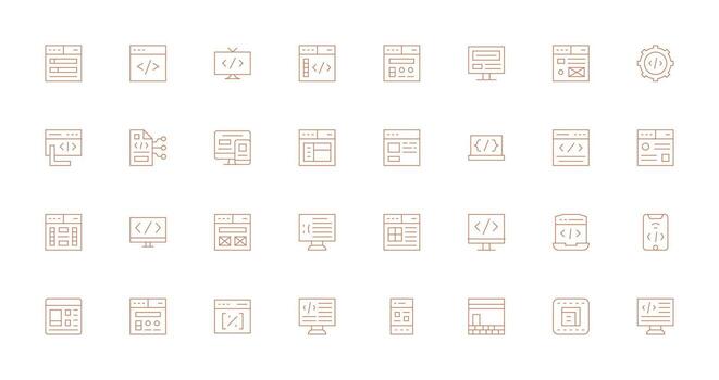 32 Thin Line Style Icons from Html Collection Functional Icon Series vector
