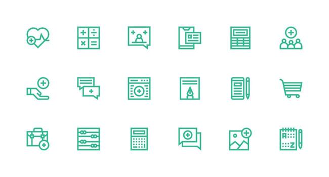 18 Strong Stroke Line Style Icons from Add Collection Quick Access Icons for UI Development vector