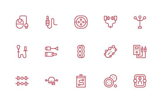 Connector Icon Set with 15 Regular Line Graphics Neat Icon Set vector