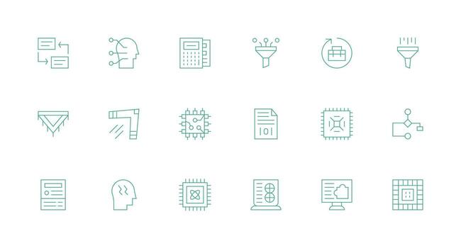 datos Procesando icono conjunto con 18 mínimo línea gráficos ui icono conjunto vector