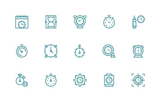 15 Icons for Timing in Regular Line Format Outline Icon Pack vector