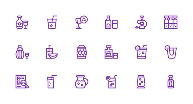 Glass Visual Pack containing 18 Strong Stroke Line Icons Flexible Icon System for Web Interfaces vector
