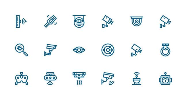 18 Strong Stroke Line Icons for Detection Graphics Digital Icon Collection vector