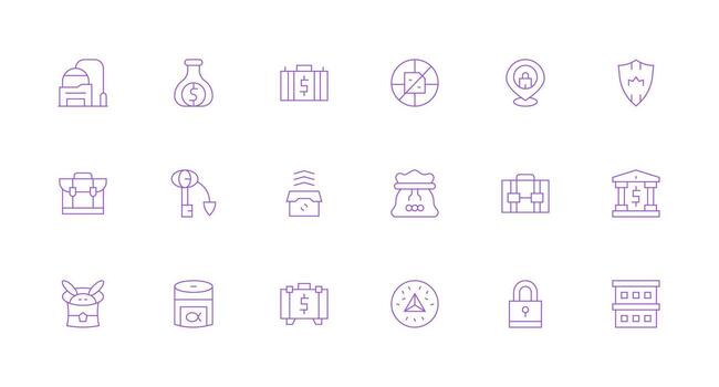 Minimal Line Style Vault Icons with 18 Vectors Balanced Icon Set for Functional Design