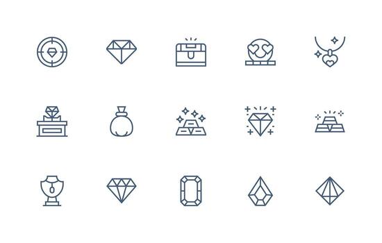 Precious Set with 15 Regular Line Icons UI-Ready Icon Collection vector