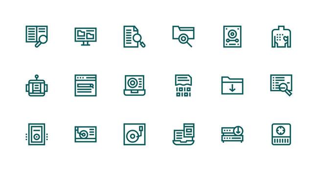 fuerte carrera línea estilo recuperar íconos con 18 vectores icono colección conjunto