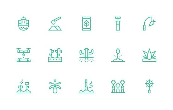 Soil Set with 15 Regular Line Icons Simple Icons for Interface and Wireframes vector