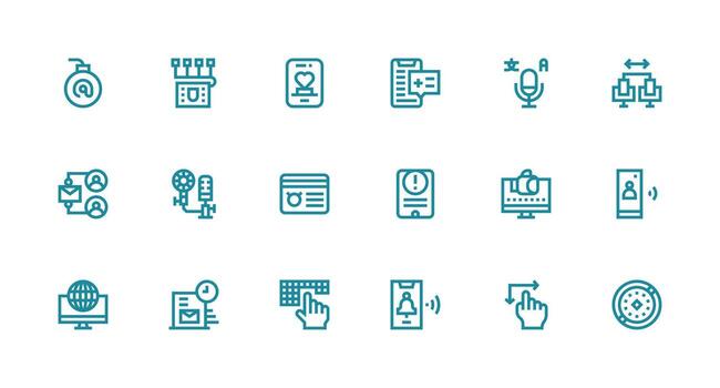 Digital Set with 18 Strong Stroke Line Icons Optimized Icon Pack for Digital Products vector