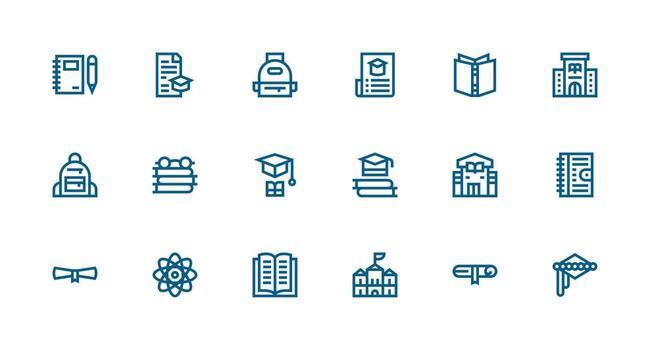 College Set with 18 Strong Stroke Line Icons User Interface Icons for Digital Products vector