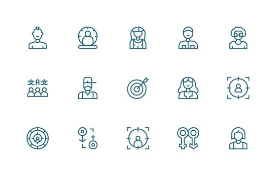 15 Regular Line Style Icons from Demographic Collection Lightweight Icon Series vector