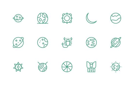 Celestial including 15 Regular Line Illustrations Core Icon Collection for Daily Tasks vector